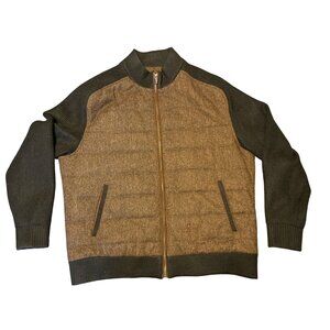 Very Nice Enzo Tovare Arnold Full Zip Wool-Blend Sweater Jacket XL Brown & Black